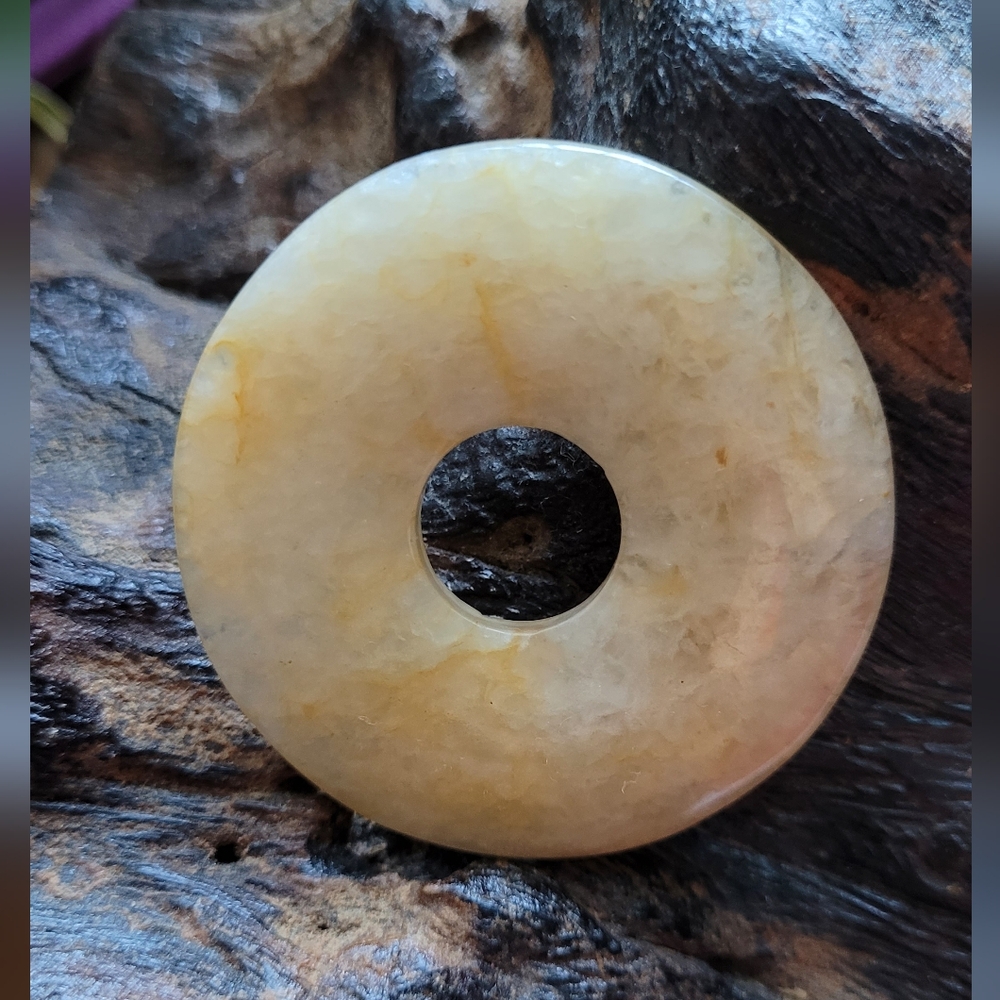 Creamy Yellow Jadeite Donut Pendant